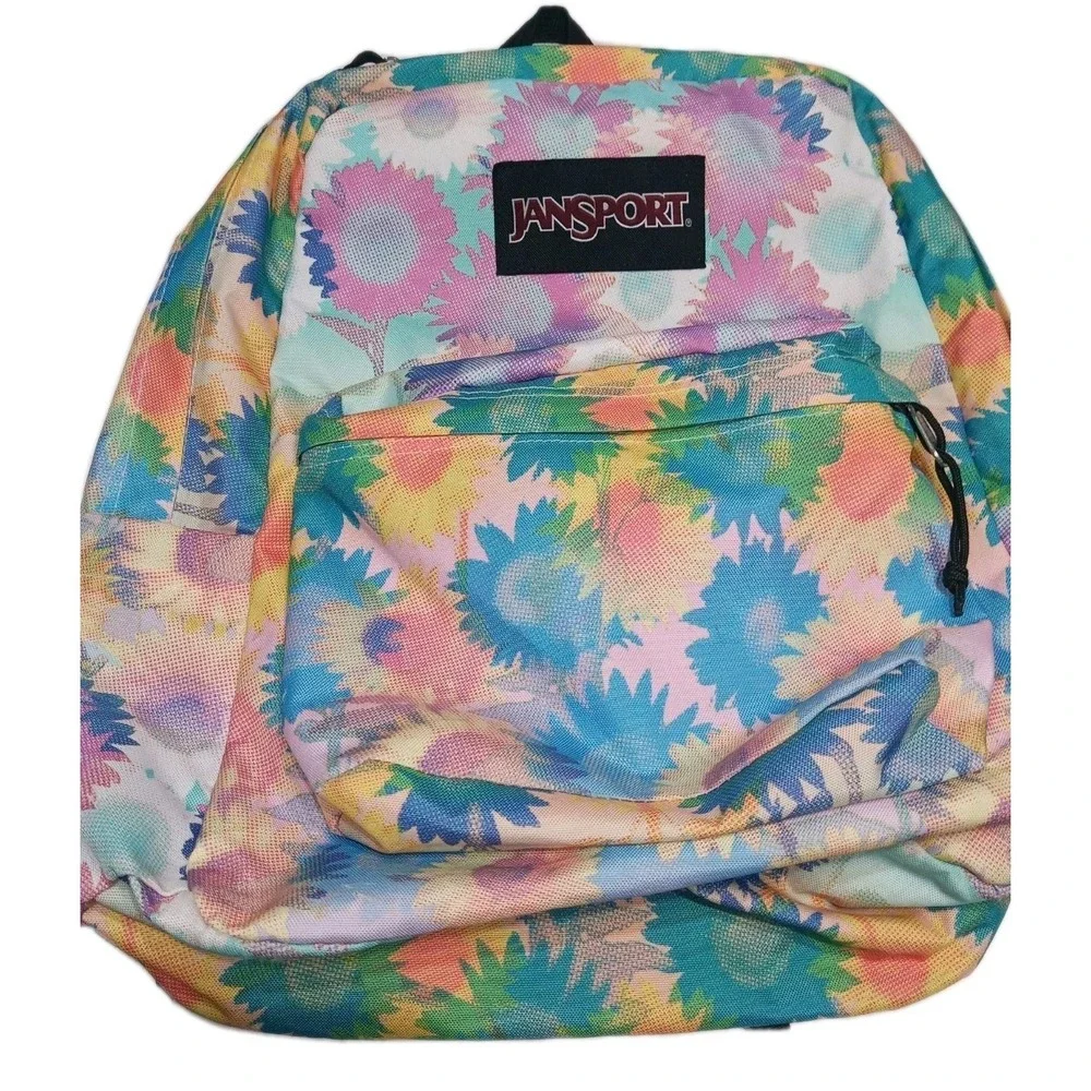 JanSport SuperBreak Plus Backpack Floral Multicolor Tie Dye School Travel‎ Bag